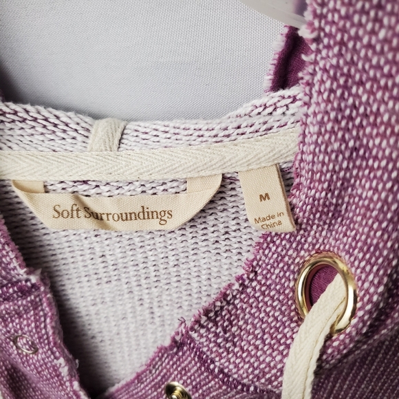Soft Surroundings Top Just Beachy French Terry Hooded Pullover Size M Purple - Picture 6 of 9